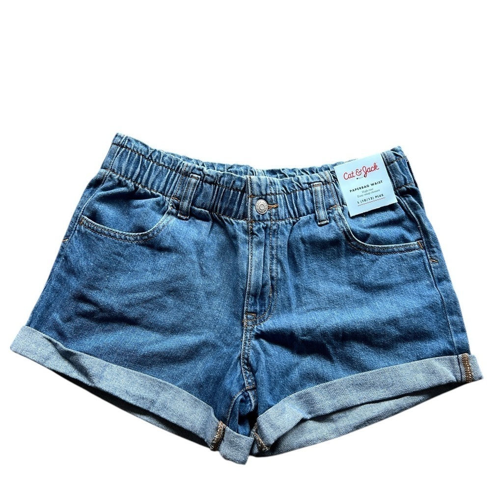 NWT Cat & Jack Blue Jean Shorts Large Elastic Waist